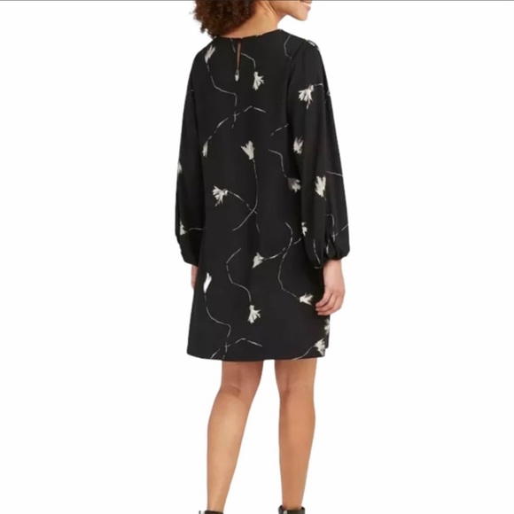 A New Day Black Floral Print Long Sleeve lined Dress - Picture 2 of 6